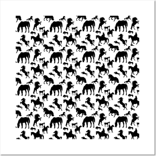 Black and White Horse Pattern Posters and Art